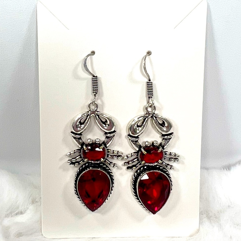 Garnet Crab 🦀 925 Synthetic Earrings
